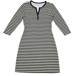 J. McLaughlin Striped 3/4 Sleeve Lynn Henley Mini Dress Catalina Cloth XS